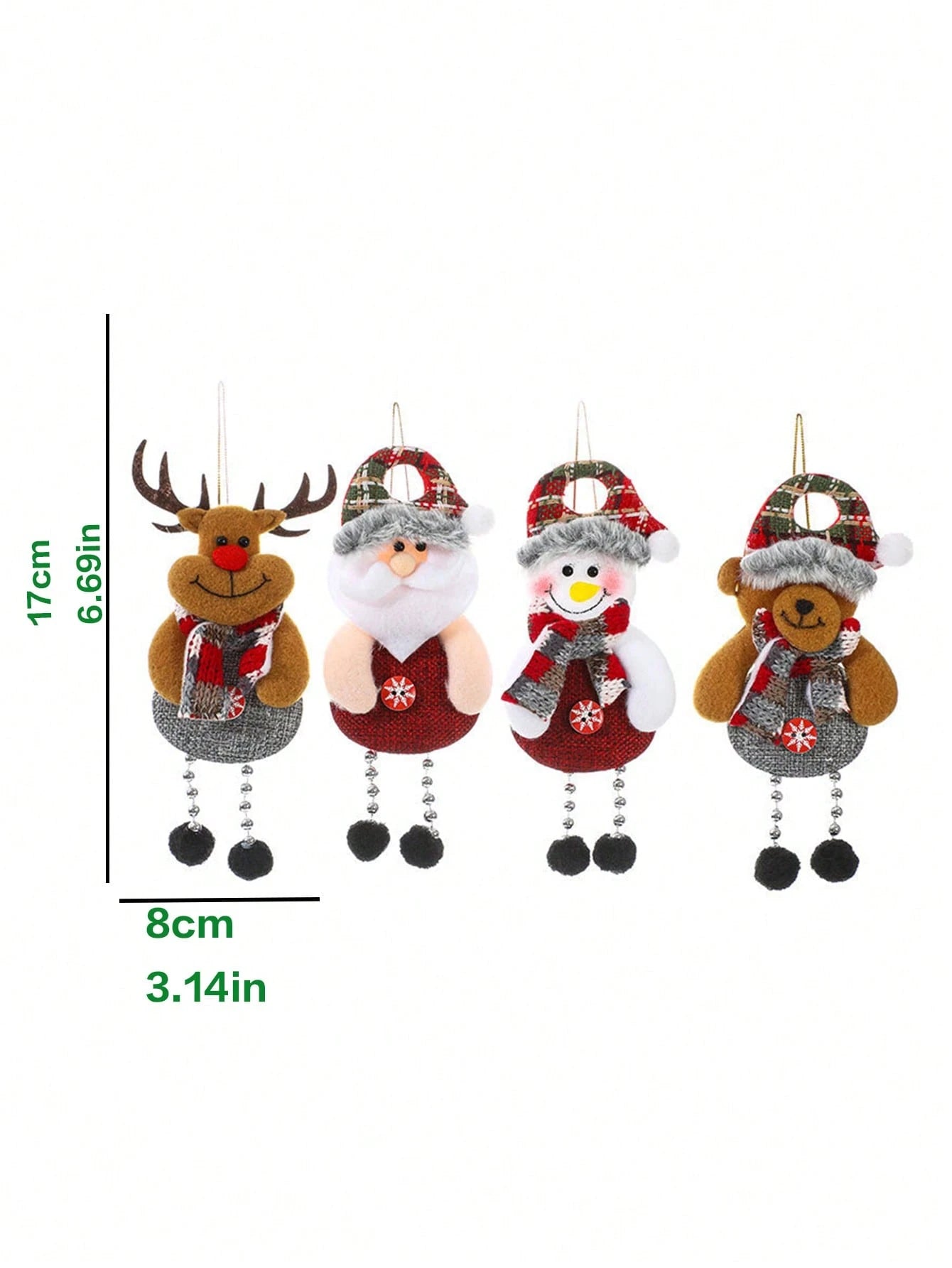 4Pcs Christmas Fabric Pendant, Christmas Doll Hanging Decoration, Christmas Tree Ornaments, Christmas Party Decoration