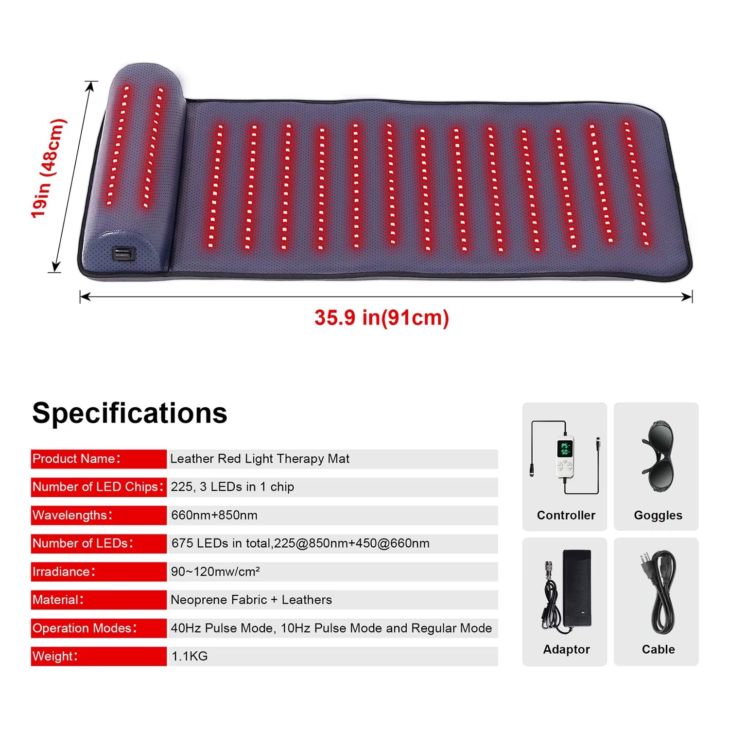 Red Light Therapy Massage Mat with 3D Neck Support & Far Infrared Heat – Professional Pain Relief for Home & Spa Use Relax