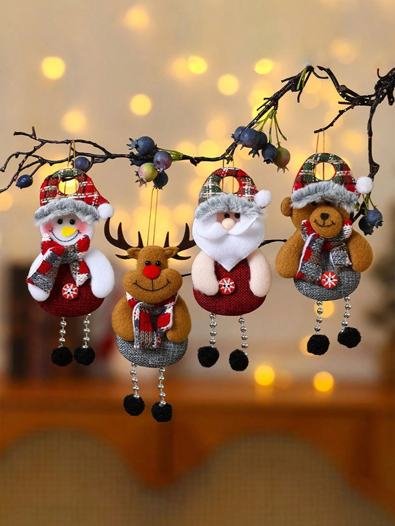 4Pcs Christmas Fabric Pendant, Christmas Doll Hanging Decoration, Christmas Tree Ornaments, Christmas Party Decoration