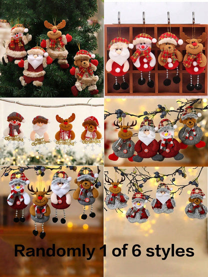 4Pcs Christmas Fabric Pendant, Christmas Doll Hanging Decoration, Christmas Tree Ornaments, Christmas Party Decoration