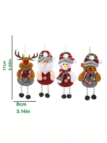 4Pcs Christmas Fabric Pendant, Christmas Doll Hanging Decoration, Christmas Tree Ornaments, Christmas Party Decoration