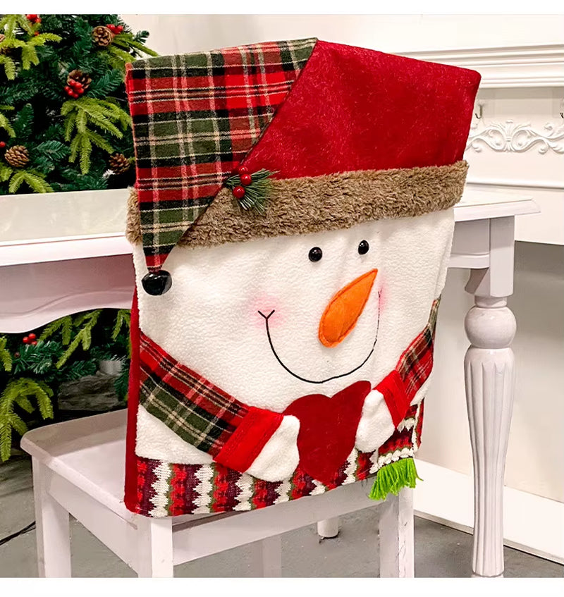 1/2/4/6/8Pcs Christmas Dining Chair Back Cover Xmas Gifts Kitchen Chair Slipcover Christmas Chair Decoration Cover Home Party