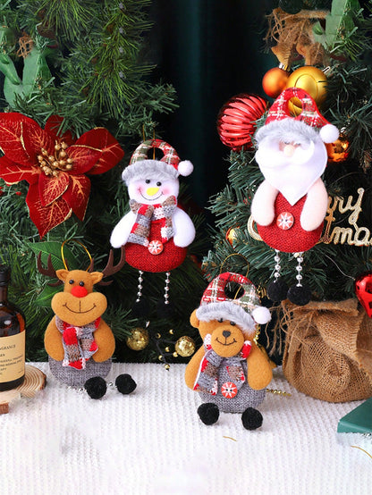 4Pcs Christmas Fabric Pendant, Christmas Doll Hanging Decoration, Christmas Tree Ornaments, Christmas Party Decoration