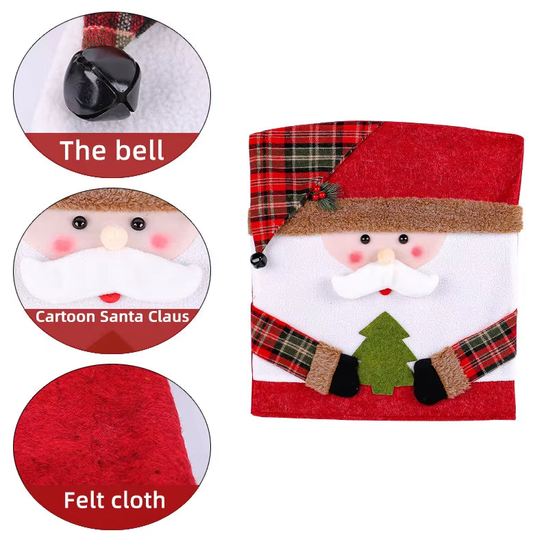 1/2/4/6/8Pcs Christmas Dining Chair Back Cover Xmas Gifts Kitchen Chair Slipcover Christmas Chair Decoration Cover Home Party