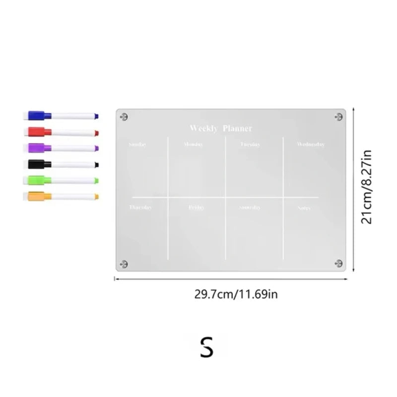 Fridge Magnet Sticker Calendar Weekly Planner Message Boards Reusable Dry Erase Board Schedule Transparent Fridge Message Menu