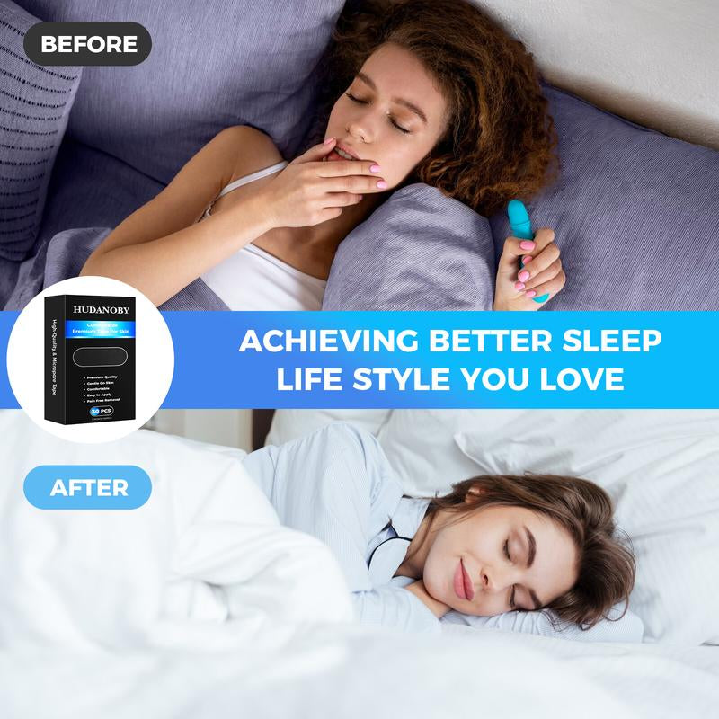 Hudanoby Mouth Tape, for Sleep One Month Supply, Mouth Tape, Black, Gentle, Adhesion & 30 Strips, Sports Accessories.2024 Christmas Gifts