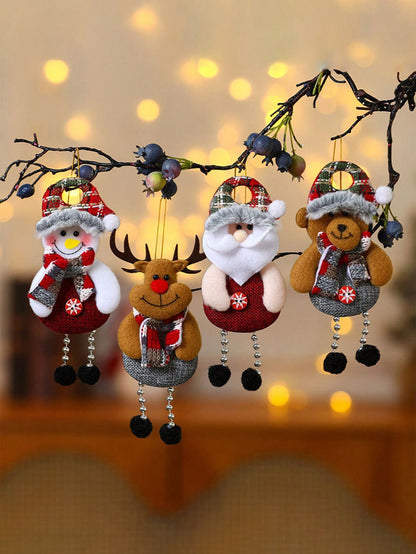 4Pcs Christmas Fabric Pendant, Christmas Doll Hanging Decoration, Christmas Tree Ornaments, Christmas Party Decoration