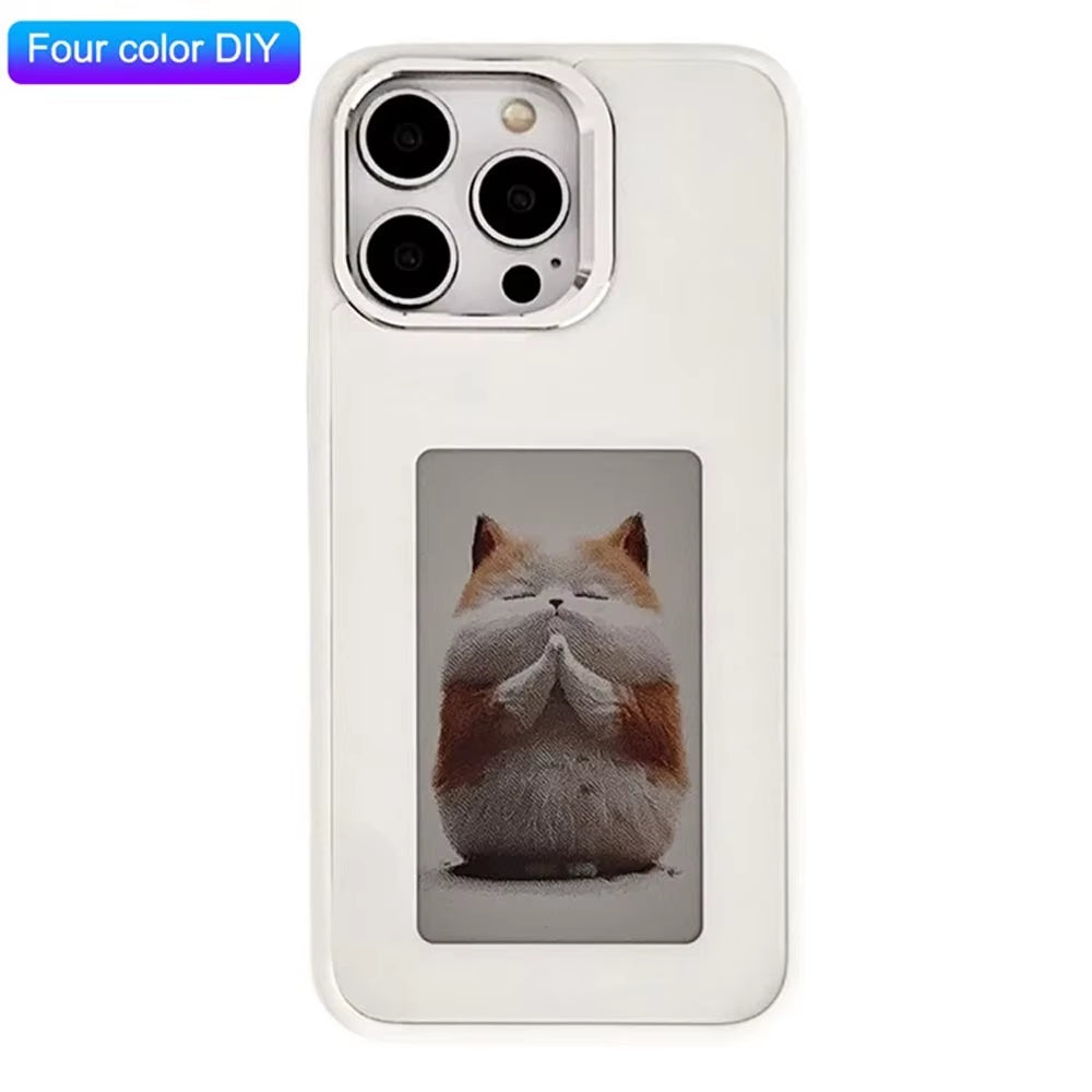 NFC Display Screen APP Smart Phone Case for Iphone 16 15 14 13 Pro Max DIY Phone Covers with Protector Back Fundas Battery Free