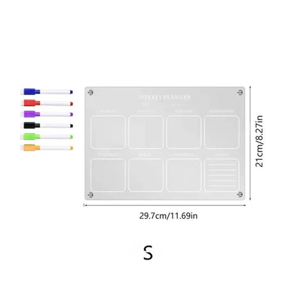 Fridge Magnet Sticker Calendar Weekly Planner Message Boards Reusable Dry Erase Board Schedule Transparent Fridge Message Menu