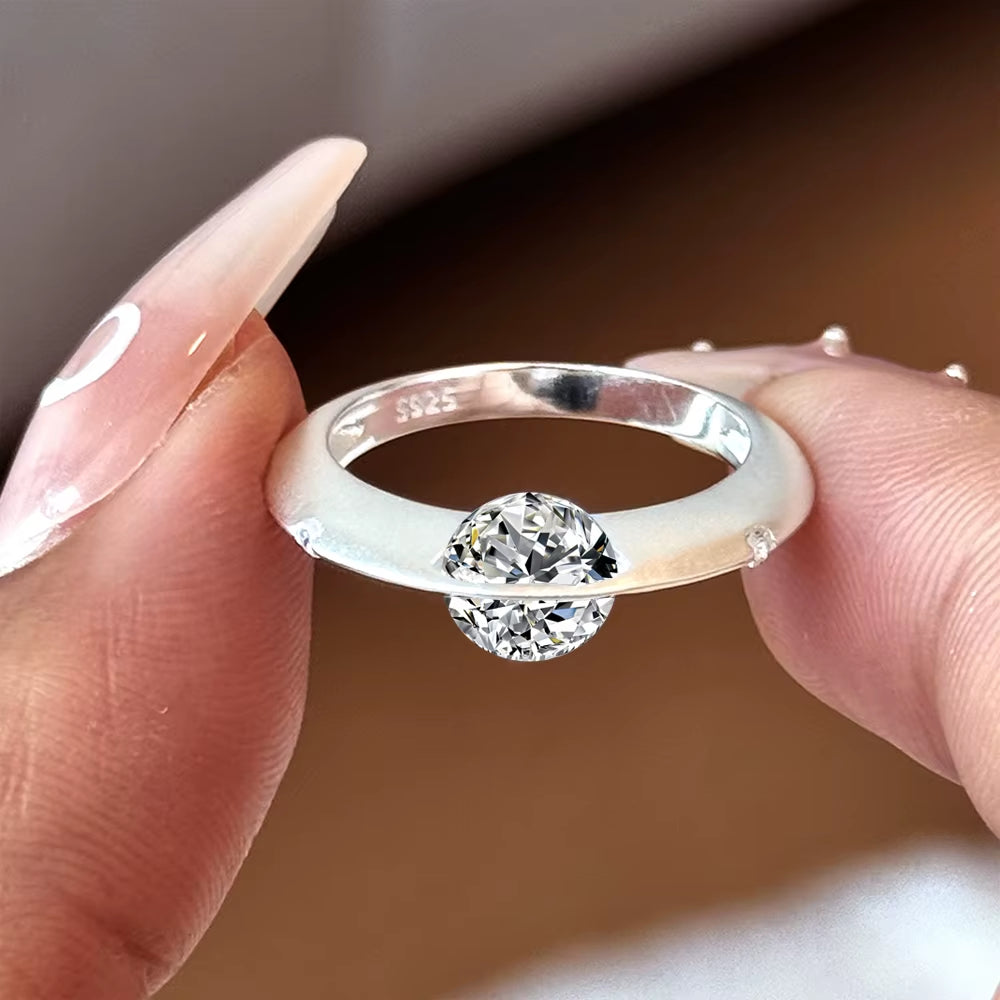 1Carat Moissanite Wedding Ring for Women 925 Sterling Silver Solitaire Sparkling Diamond Engagement Rings with Certificate